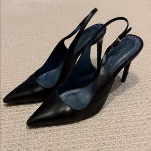 Zara Black Pointed Slingback Heels